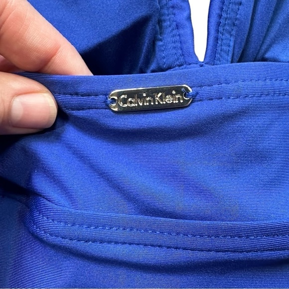 Calvin Klein Royal Blue One Piece Bathing Suit Pleated Sides Size 6 Womens - Picture 10 of 11